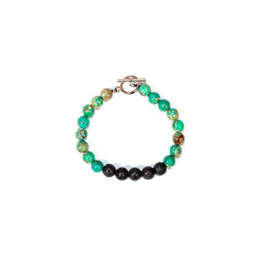 Wax Rope w/ Green Jasper & Lava Beads