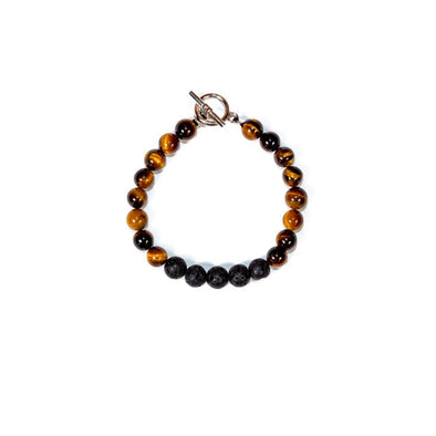 Wax Rope w/ Tiger Eye & Lava Beads (All About Gems)