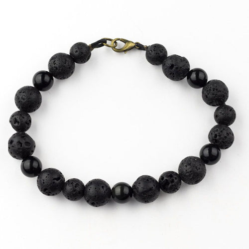 Lava and Obsidian Bracelet