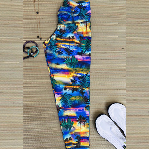 Tropical Sunset Activewear Capris